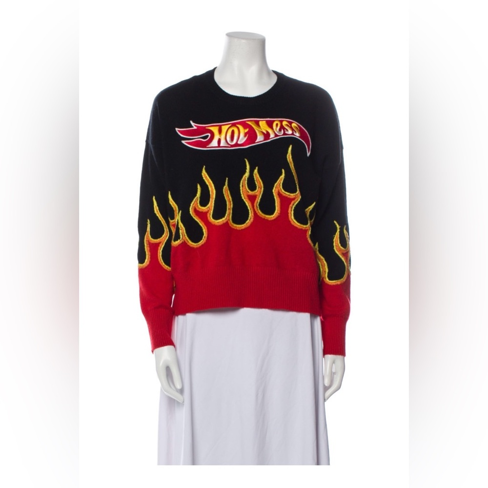Black and Red Minnie Rose Flame Sweater